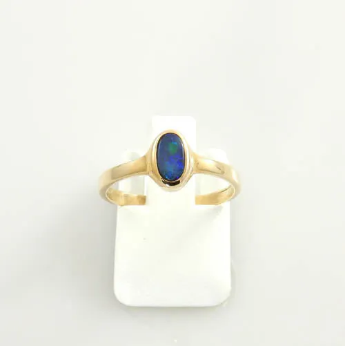 14kt Gold Australian Black Opal Inlay Ring