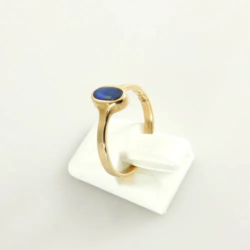 14kt Gold Australian Black Opal Inlay Ring