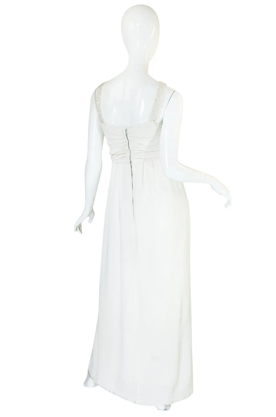 1930s Cream Beaded Silk Crepe Dress