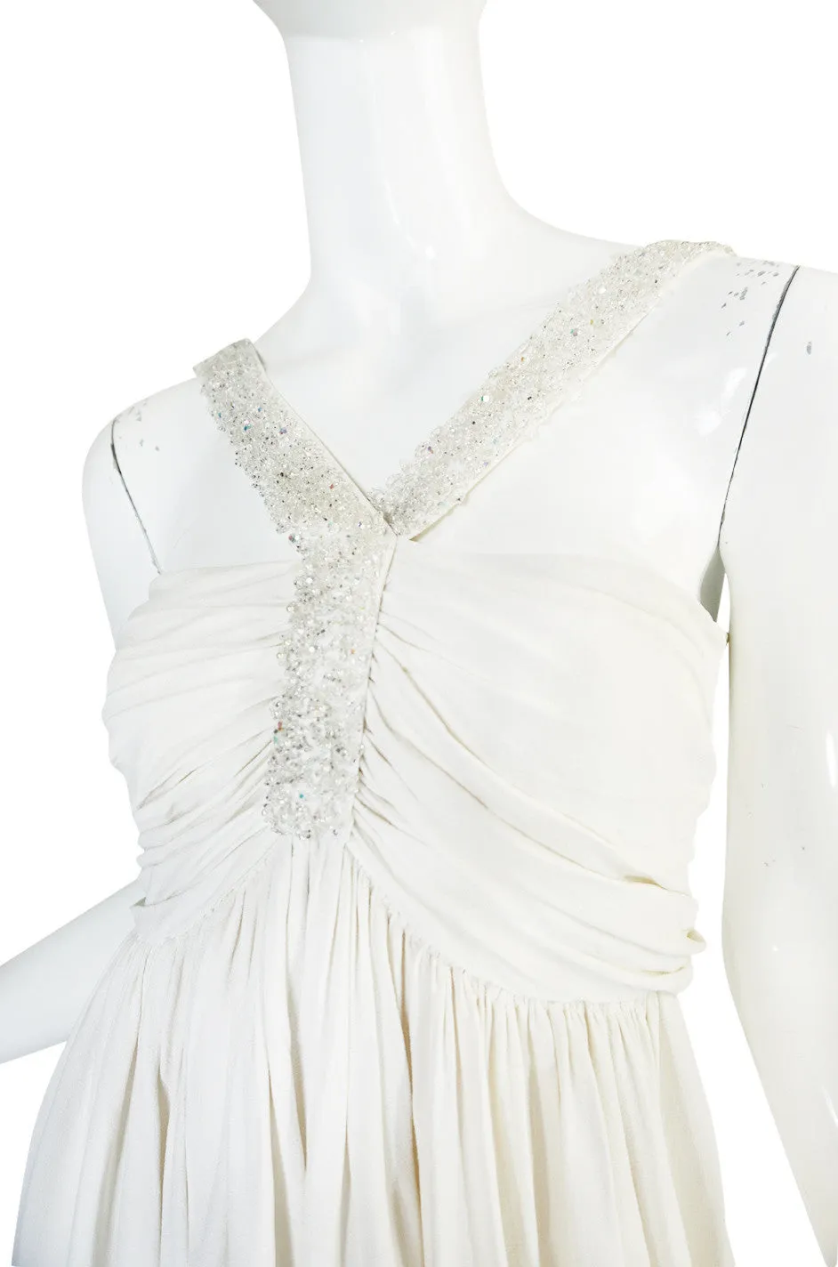 1930s Cream Beaded Silk Crepe Dress