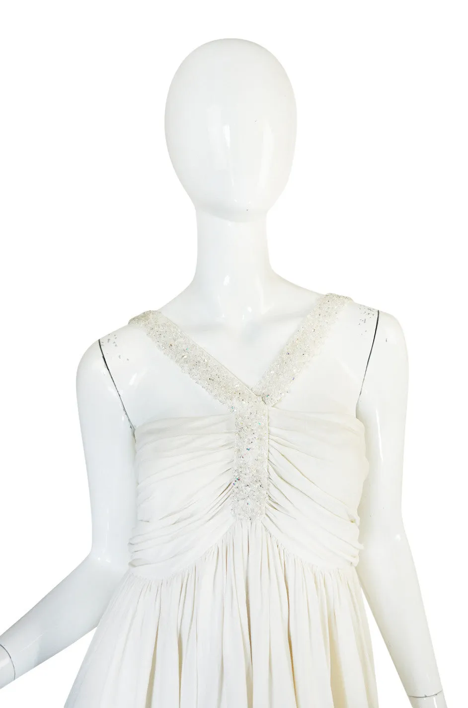 1930s Cream Beaded Silk Crepe Dress