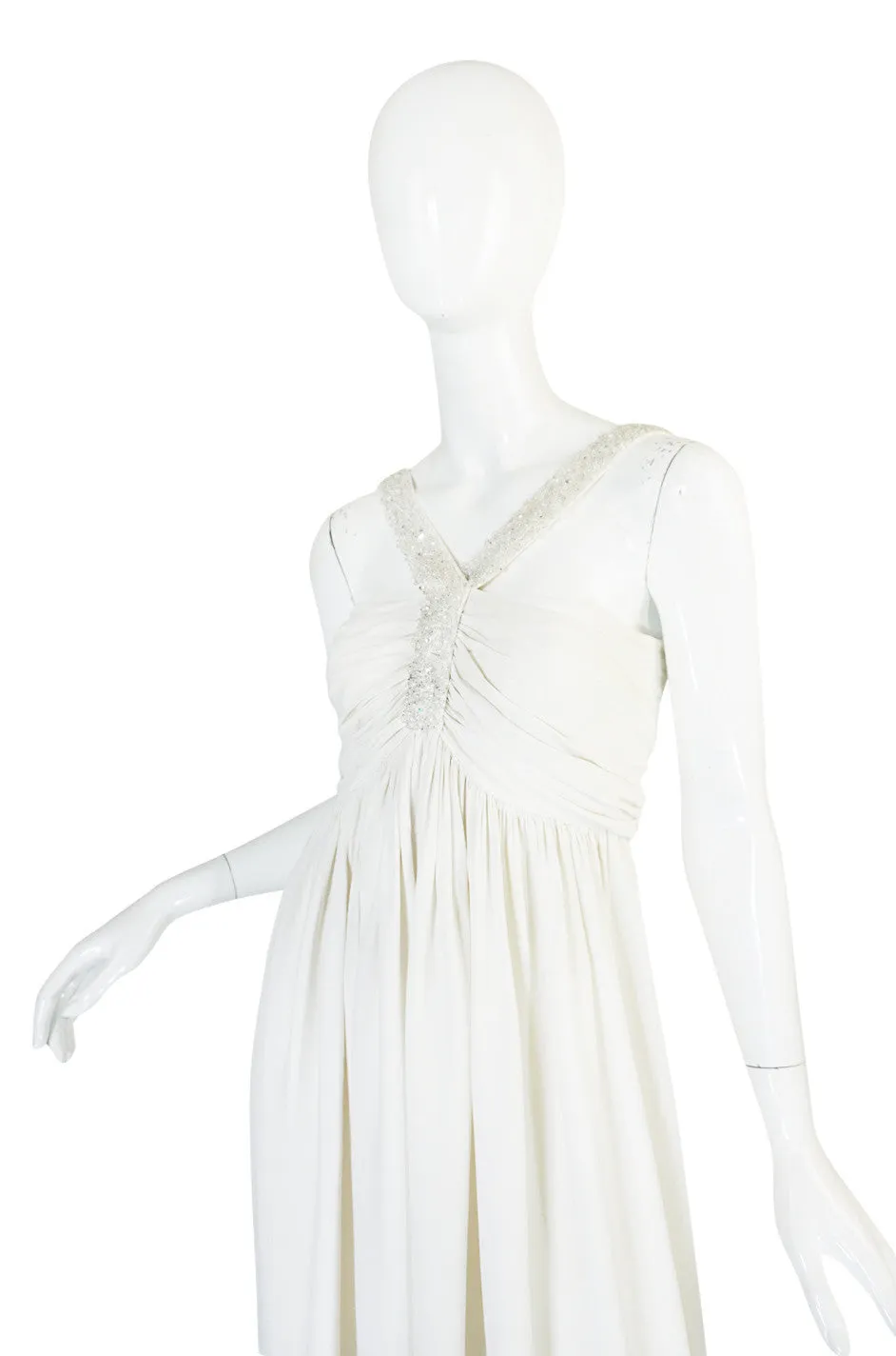 1930s Cream Beaded Silk Crepe Dress