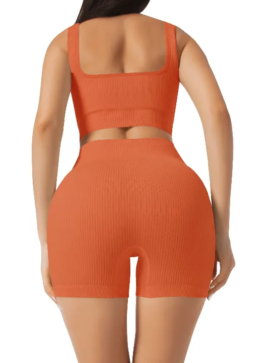 2 piece Ribbed Square-Neck Sleeveless Set