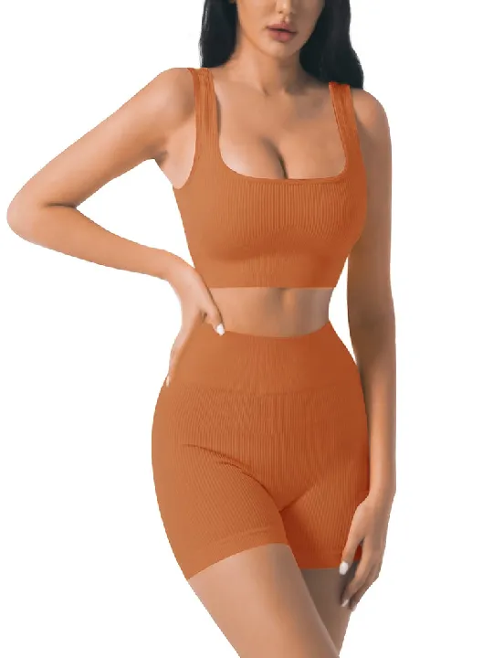 2 piece Ribbed Square-Neck Sleeveless Set