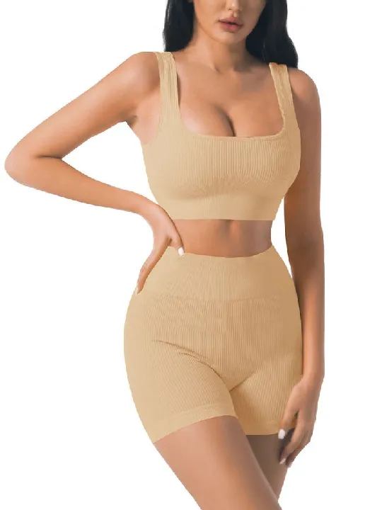 2 piece Ribbed Square-Neck Sleeveless Set