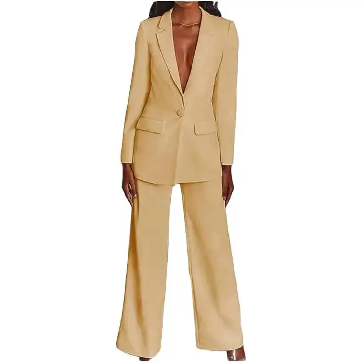 2 Piece Suits with Deep V Neck Jacket Plus Size