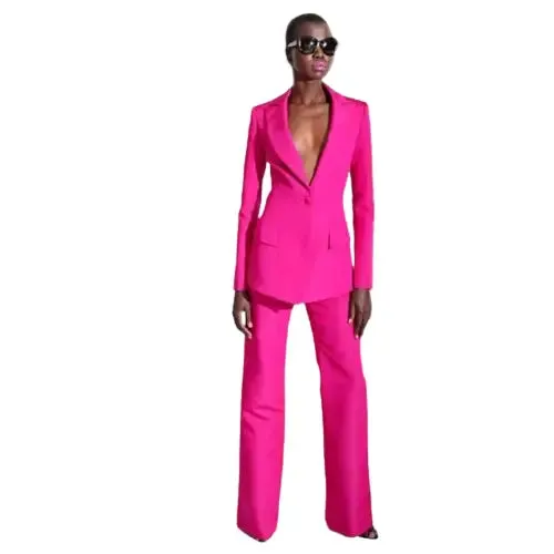 2 Piece Suits with Deep V Neck Jacket Plus Size