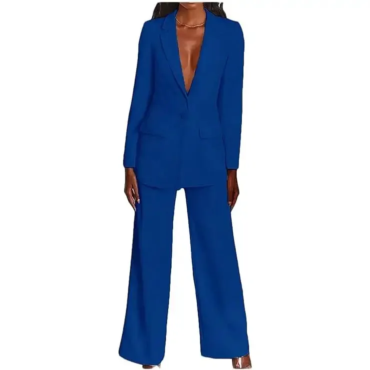 2 Piece Suits with Deep V Neck Jacket Plus Size