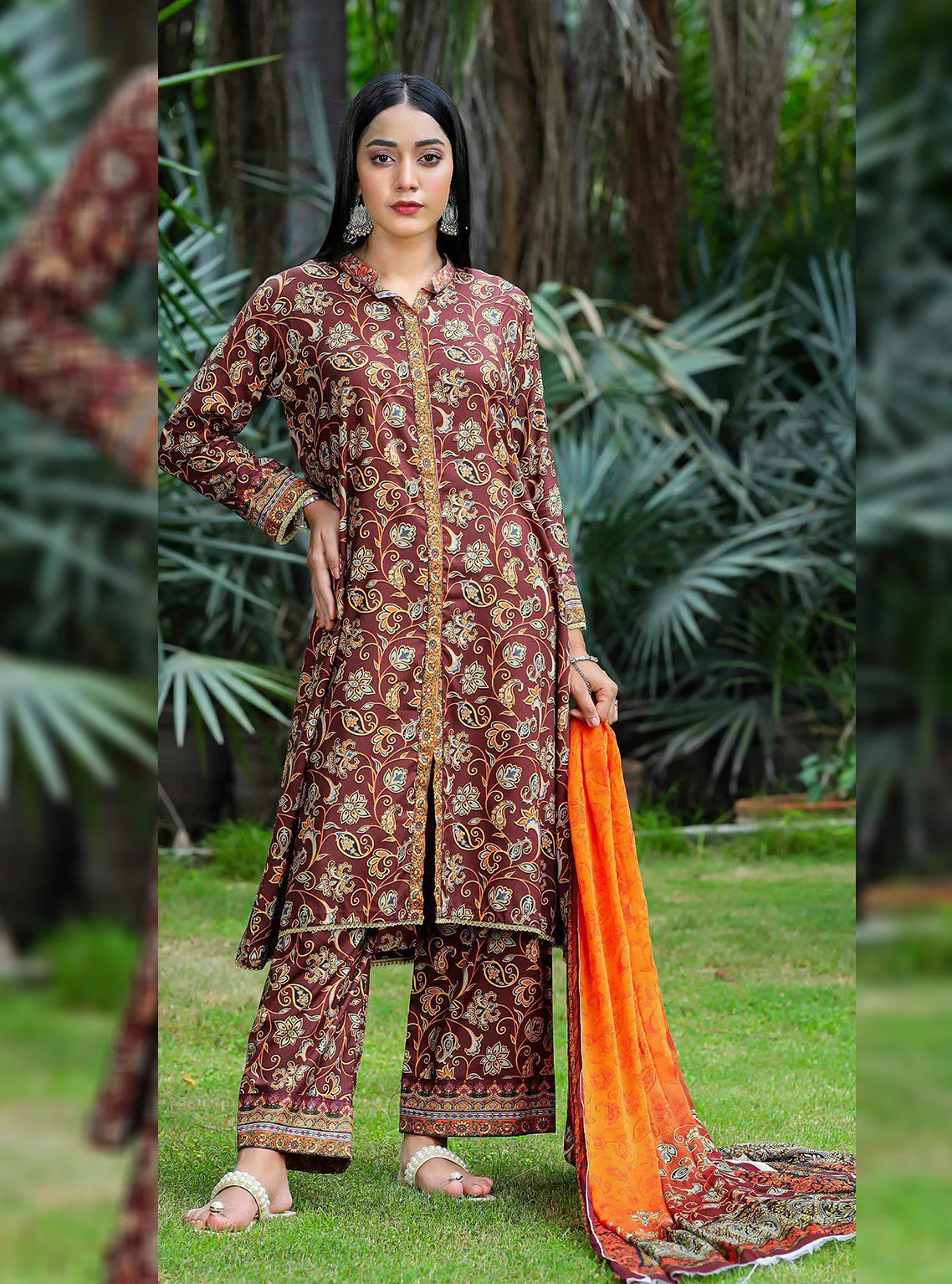 Aangan By Qalamkar Embroidered Linen Unstitched 3 Piece Suit - 04