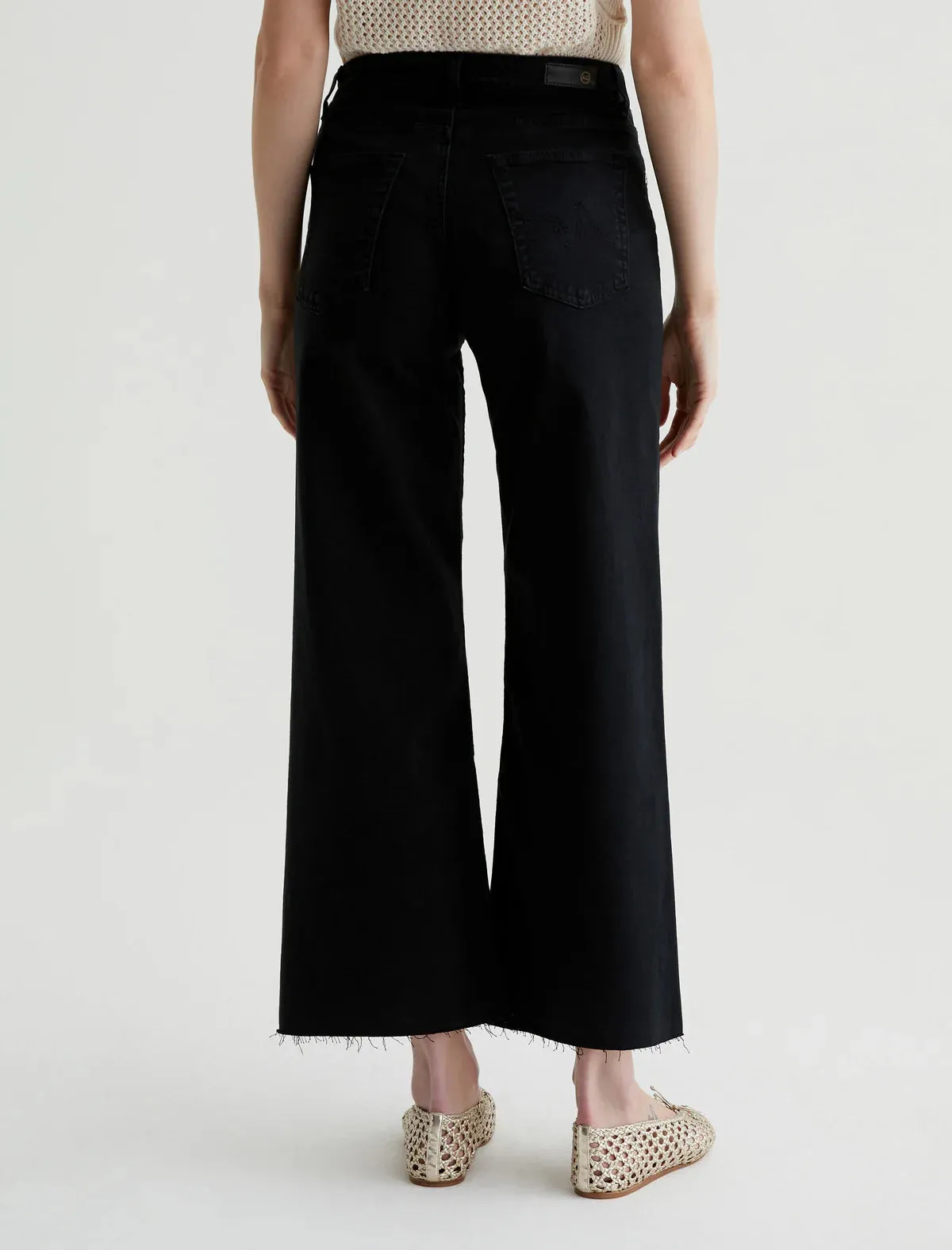 AG Denim Saige Wide Leg Crop in Sulfur Black