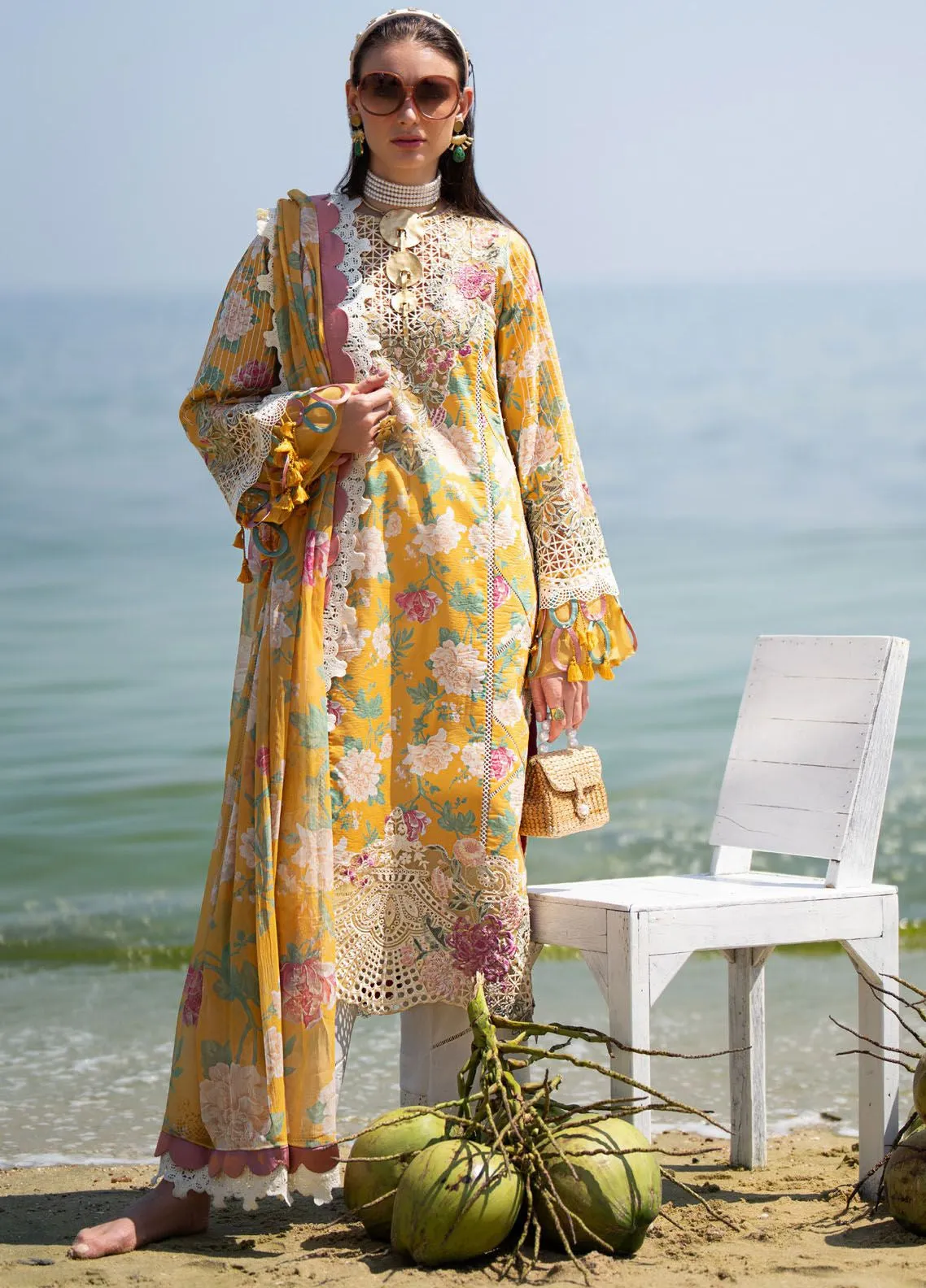 Alif By AJR Couture Signature Luxury Embroidered Lawn 3 Piece Unstitched Suit AJRC24ASLL-07 SUNLIT