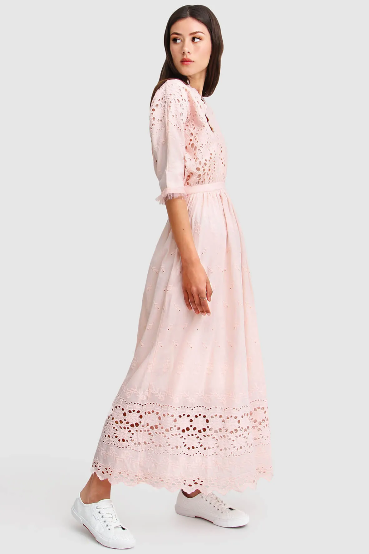 All Eyes On You Midi Dress in Light Pink