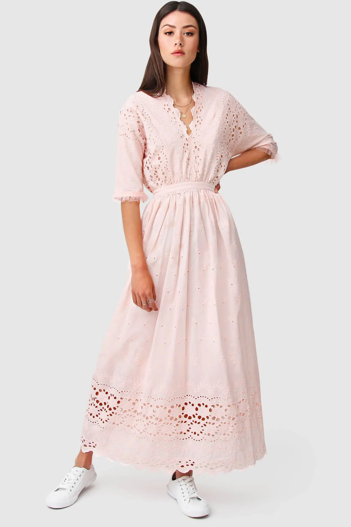 All Eyes On You Midi Dress in Light Pink