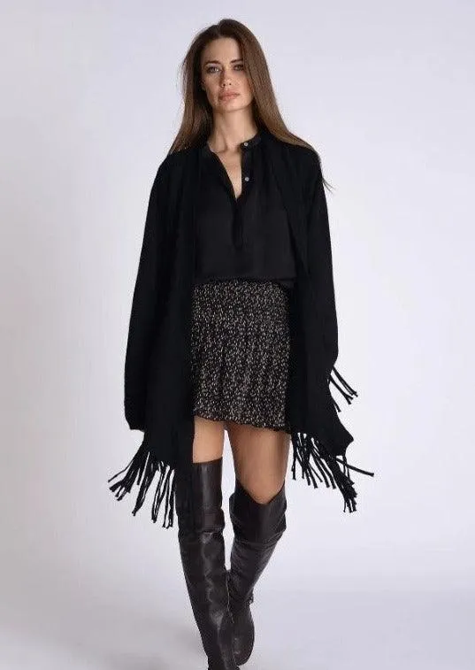 Angel Fringed Cardigan in Black