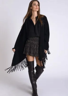 Angel Fringed Cardigan in Black