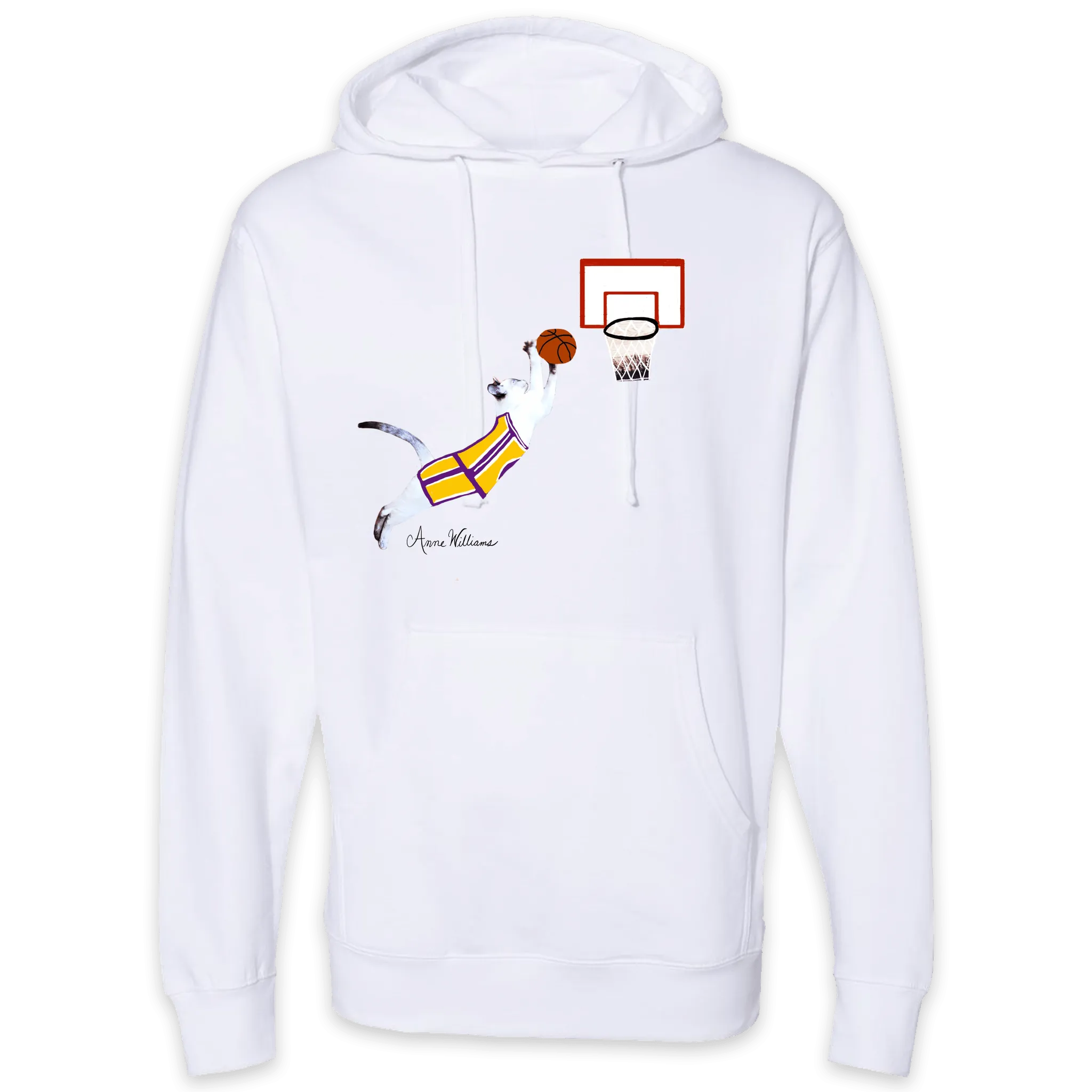 Anne Williams Art Basketball Cat Pullover Hooded Sweatshirt