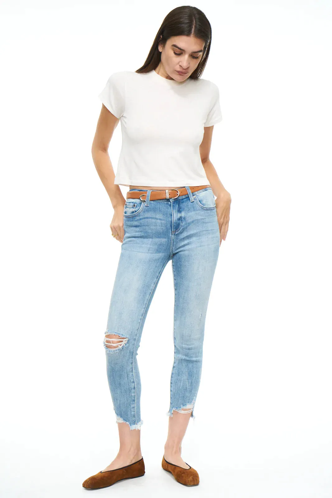 Audrey Mid Rise Skinny Crop | Sierra Distressed