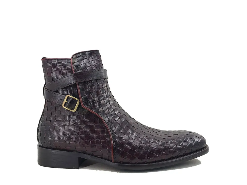 Basket Weave Calfskin Buckle Boot