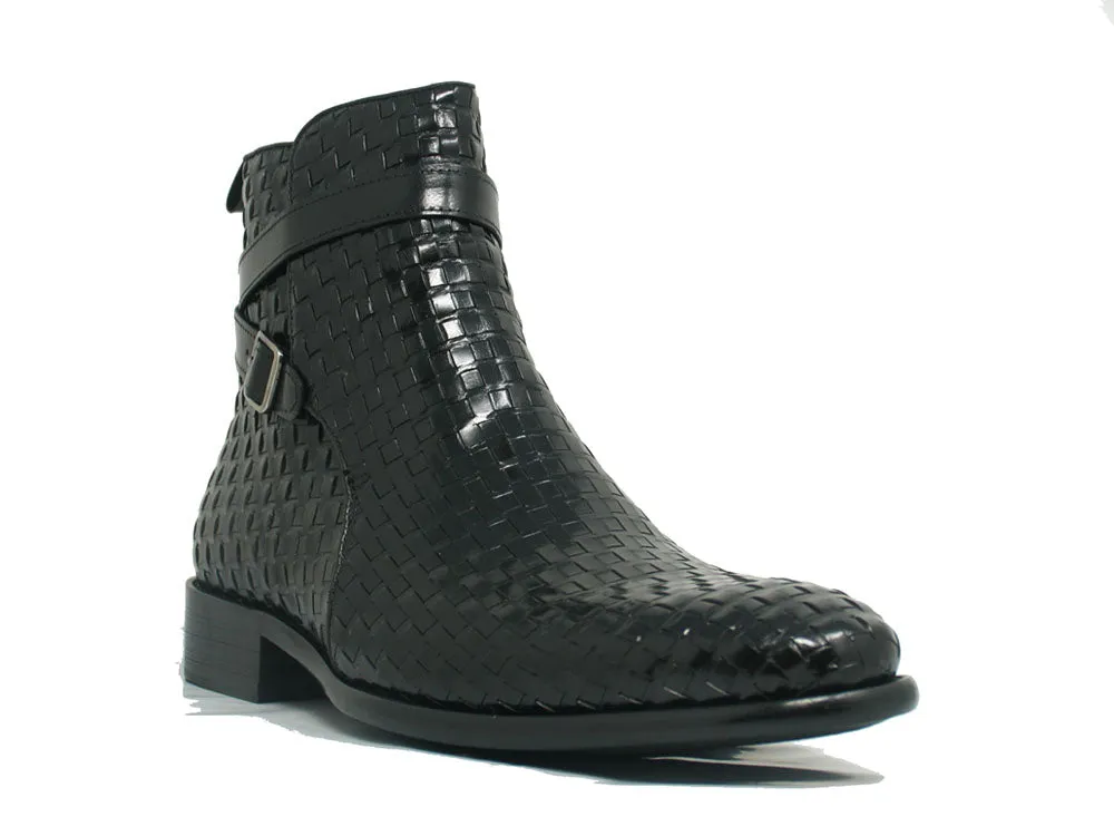 Basket Weave Calfskin Buckle Boot