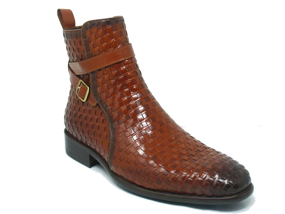 Basket Weave Calfskin Buckle Boot