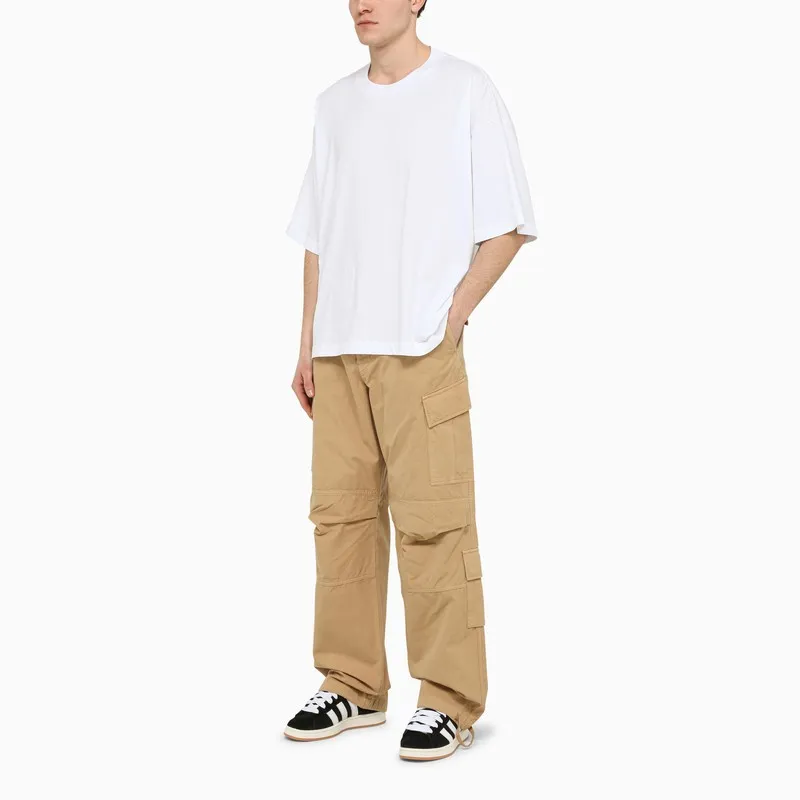 Beige Canvas Cargo Trousers