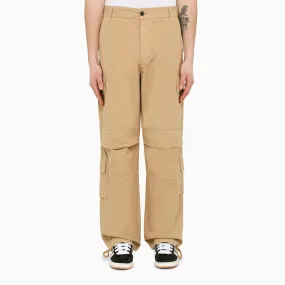 Beige Canvas Cargo Trousers