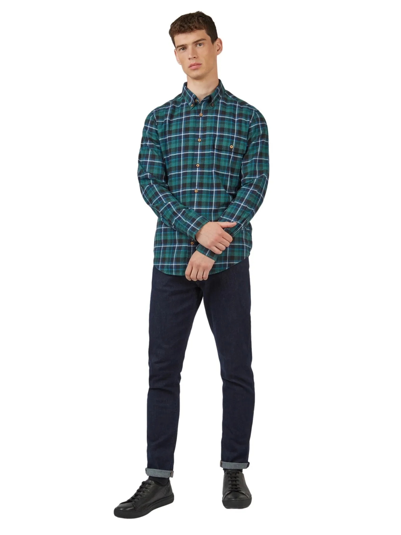 Ben Sherman Mens Brushed Plaid Check Shirt