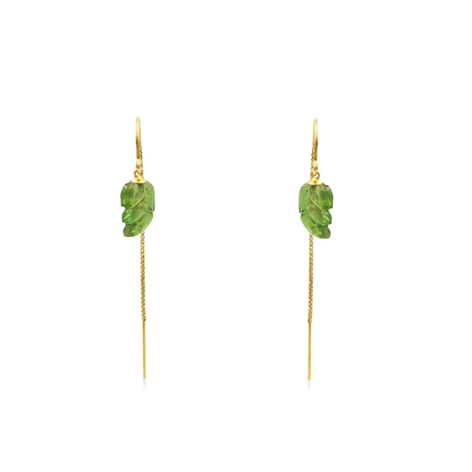 Carved Green Tourmaline Earrings - One Of A Kind