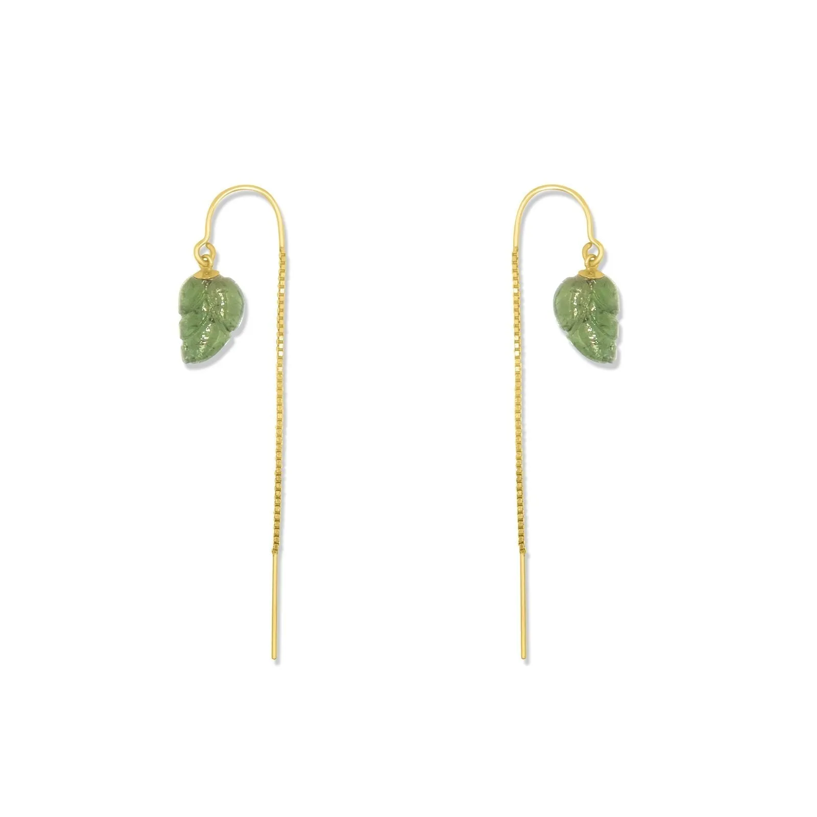 Carved Green Tourmaline Earrings - One Of A Kind