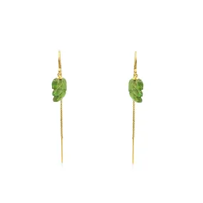 Carved Green Tourmaline Earrings - One Of A Kind