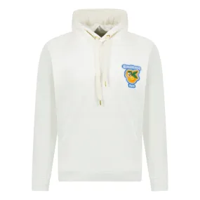 CASABLANCA  LOGO EMBROIDERED HOODED SWEATSHIRT CREAM