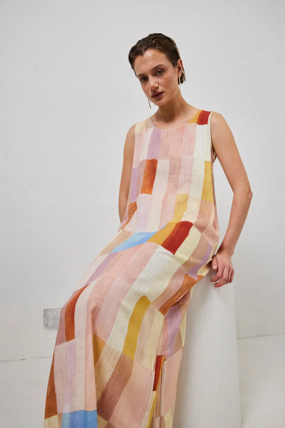 Cate Smock Maxi Dress Patchwork