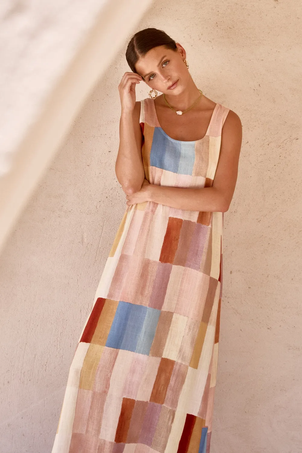 Cate Smock Maxi Dress Patchwork