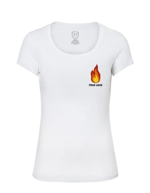 Cool Women's Graphic Top - Fire "True Love" WD381 Pocket Style