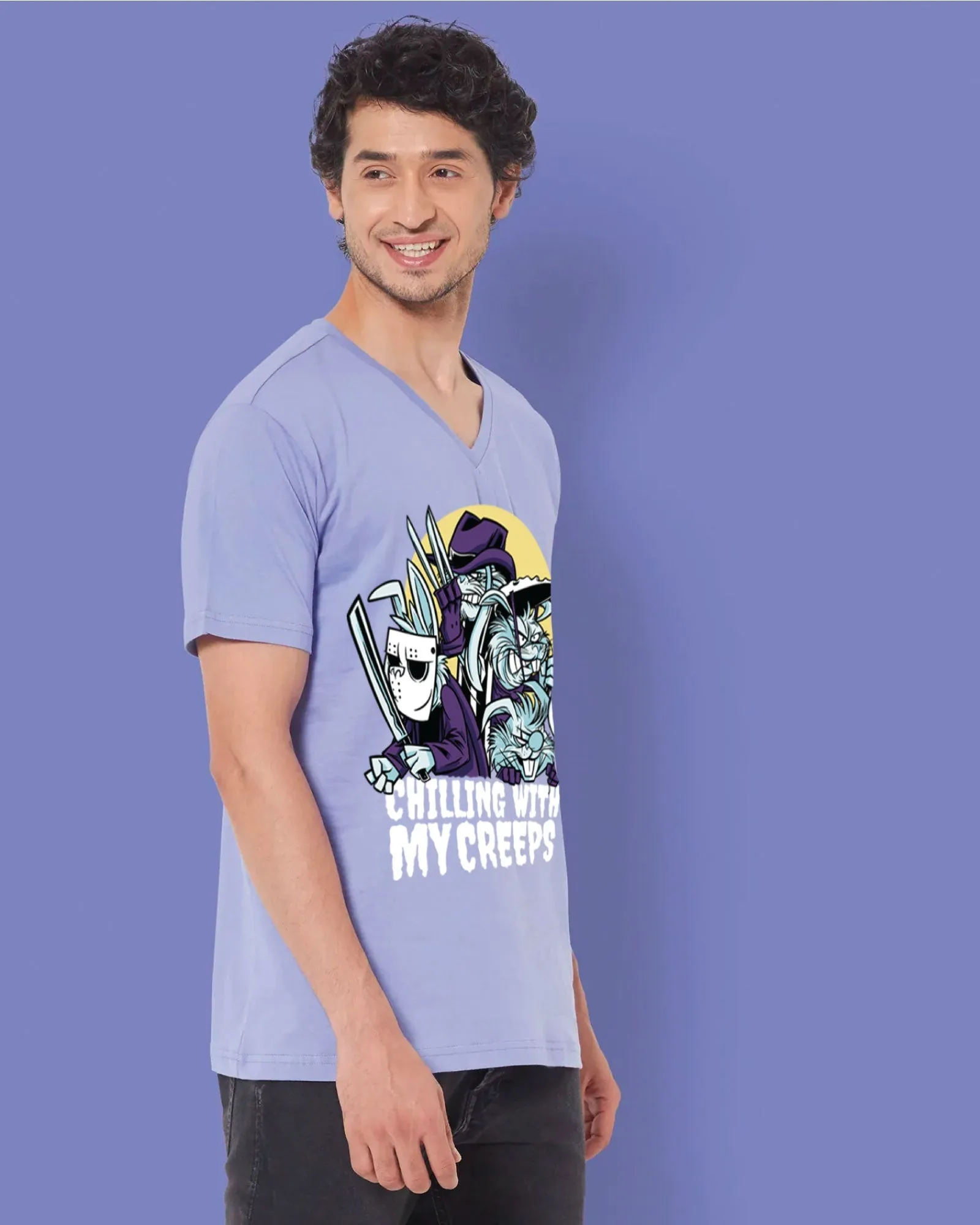 Creepsters V Neck: Periwinkle