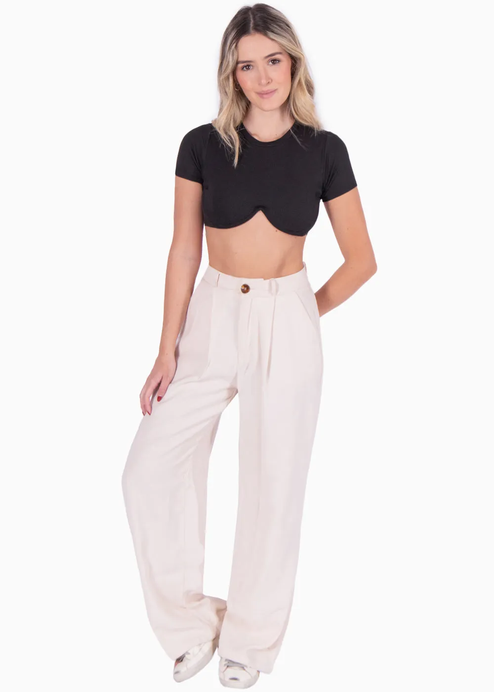 Crop top manga corta con cuello redondo - MARCELLE