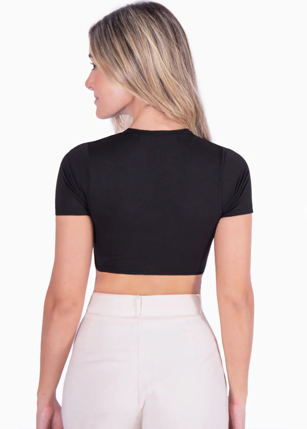 Crop top manga corta con cuello redondo - MARCELLE