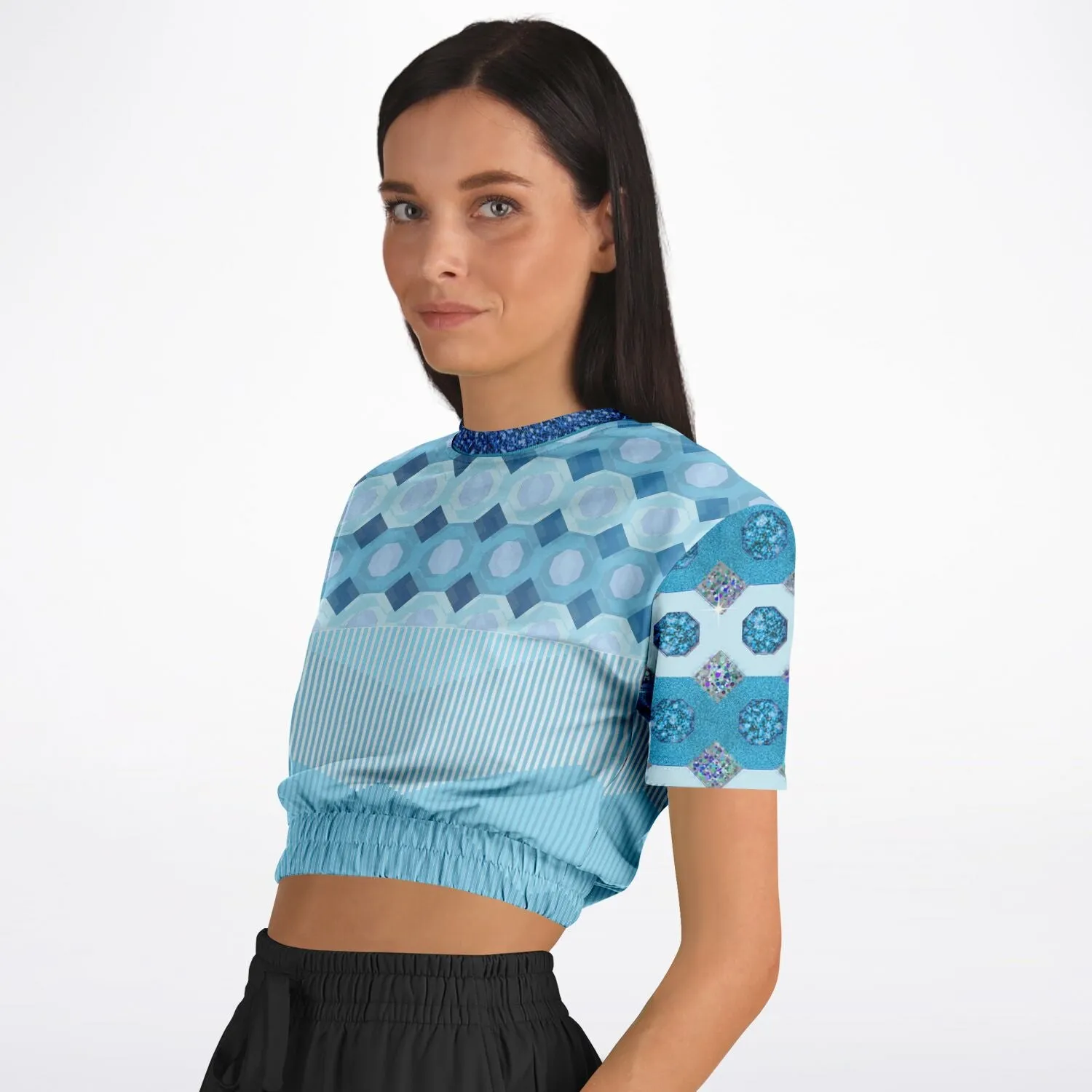 Côte d'Azur Short Sleeve Cropped Eco-Poly Sweater