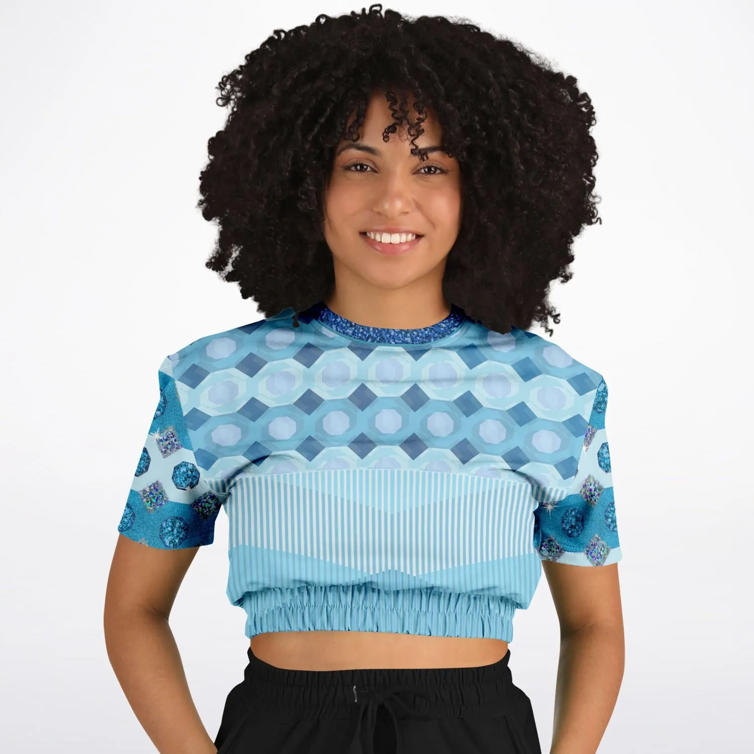 Côte d'Azur Short Sleeve Cropped Eco-Poly Sweater