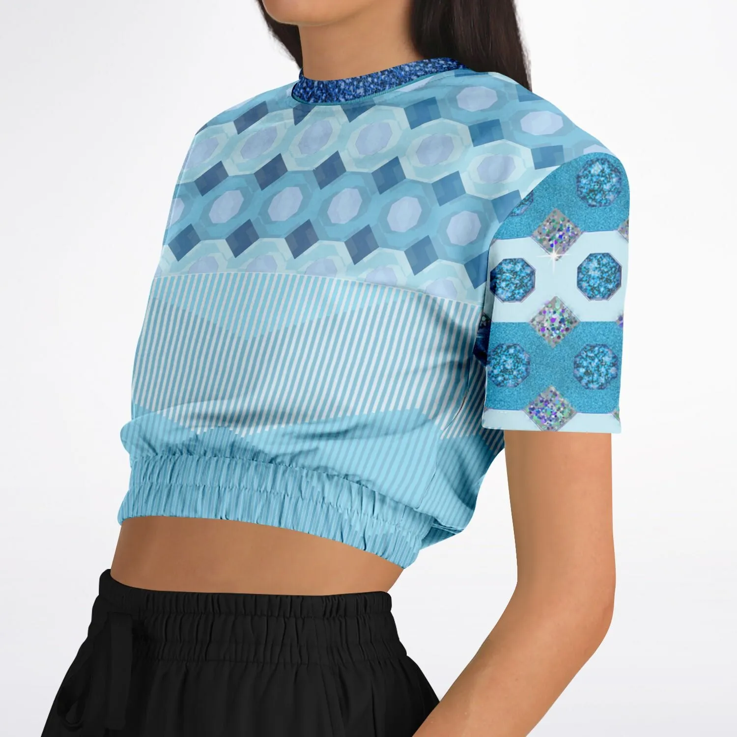 Côte d'Azur Short Sleeve Cropped Eco-Poly Sweater