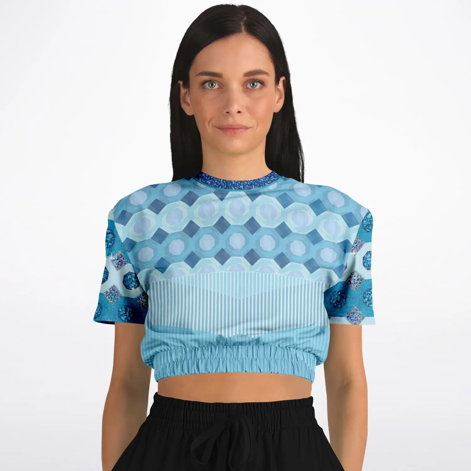 Côte d'Azur Short Sleeve Cropped Eco-Poly Sweater