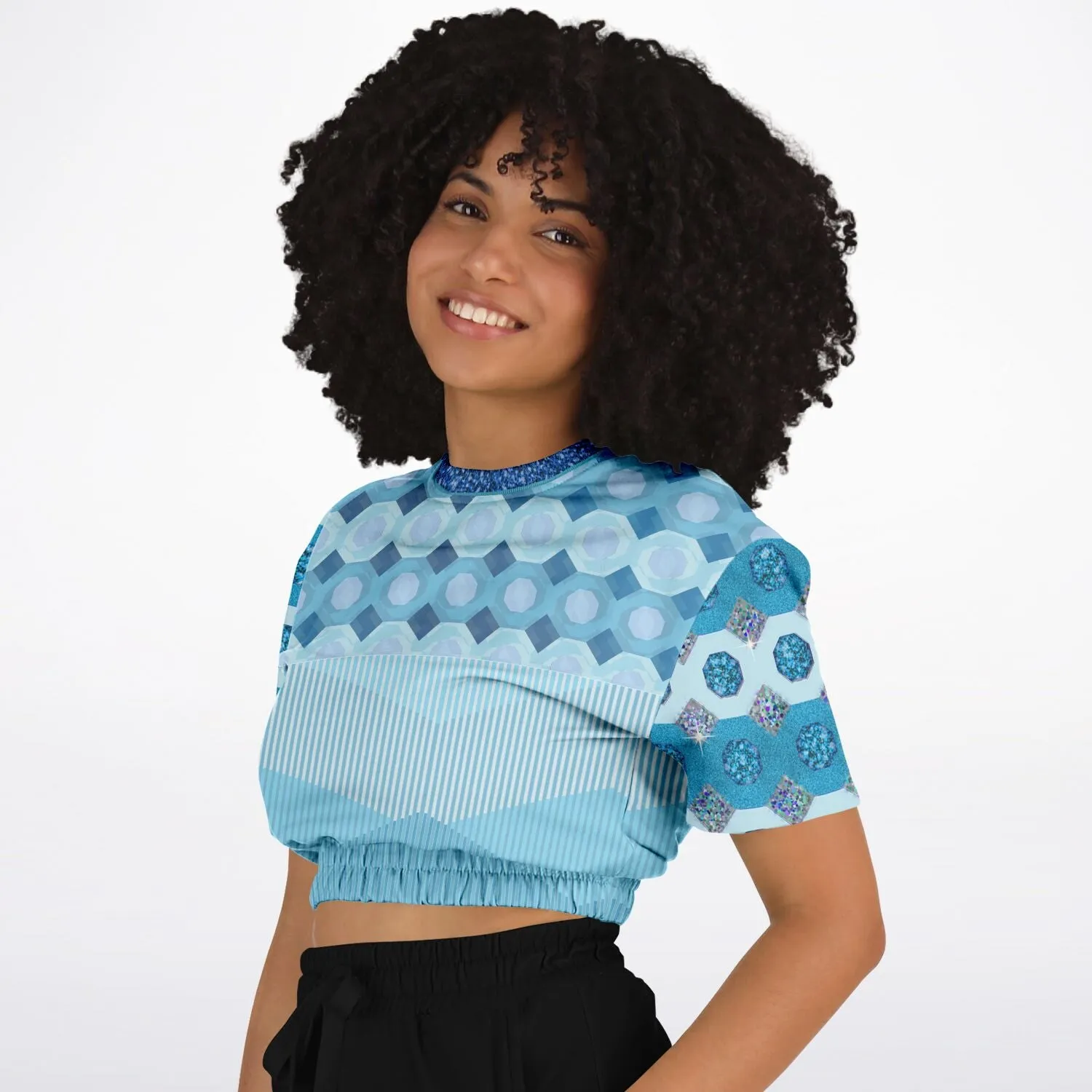 Côte d'Azur Short Sleeve Cropped Eco-Poly Sweater