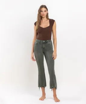 Deep Forest - High Rise Crop Flare Jeans