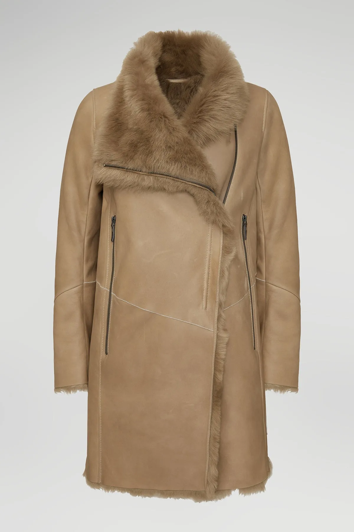 Elena - Sand Shearling Coat