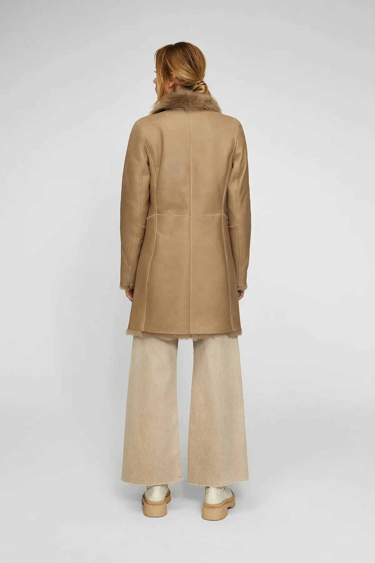 Elena - Sand Shearling Coat