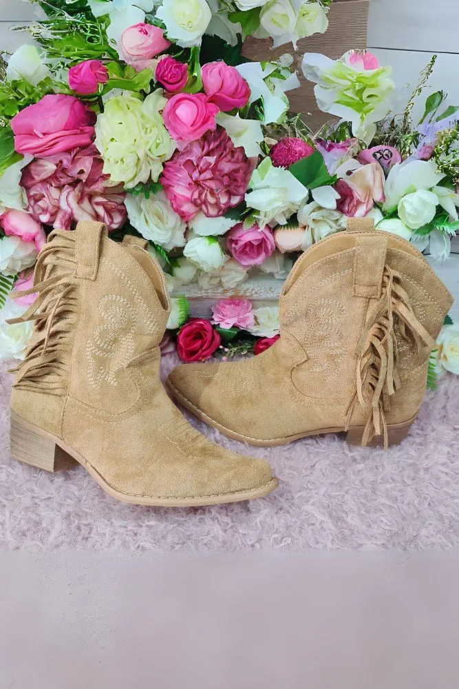 Faux Suede Ankle Cowboy Boot