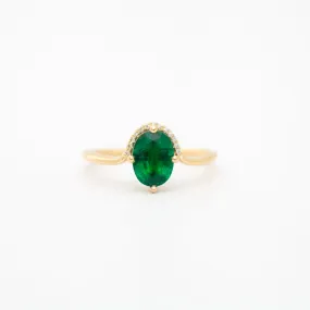 Floating Oval-Cut Emerald Ring