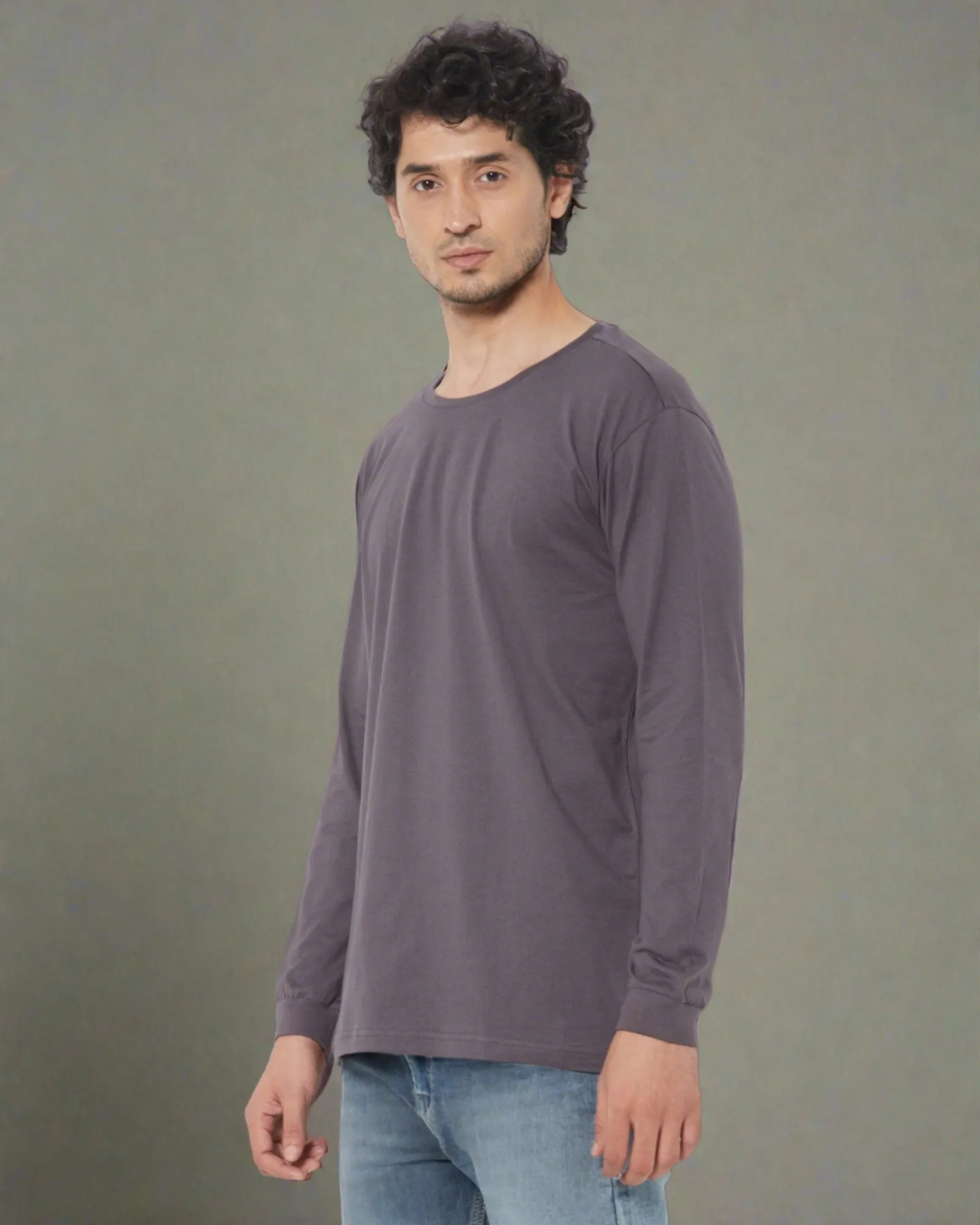 Full Sleeves Crew Neck: Steel Grey