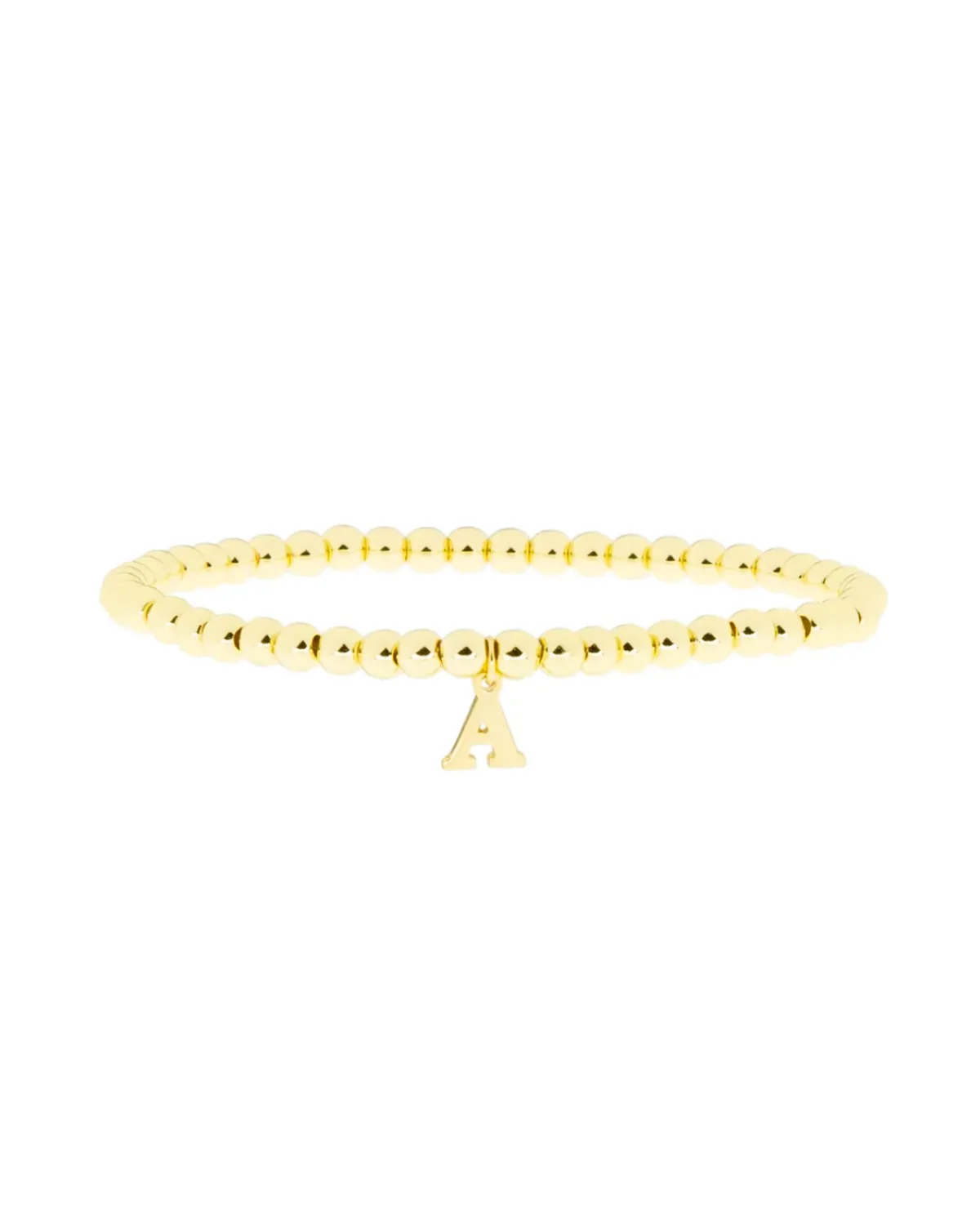 Gold Brass Initial Charm Ball Bracelet - A