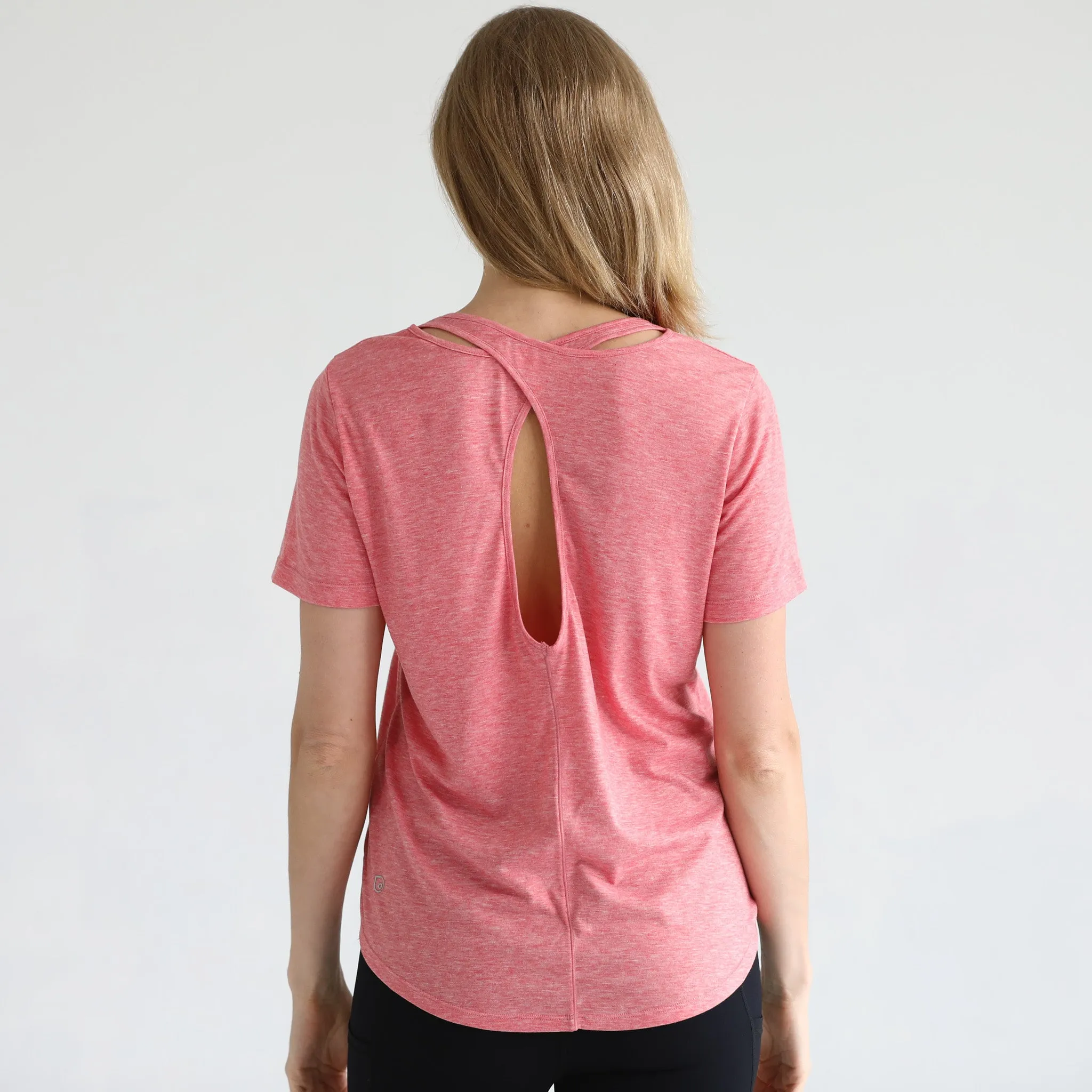 Harper Cross Back Short Sleeve Nursing Tee (Sugar Coral)